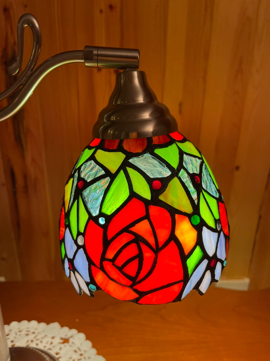 A beautiful Tiffany Style stained glass gooseneck table lamp - photo 4