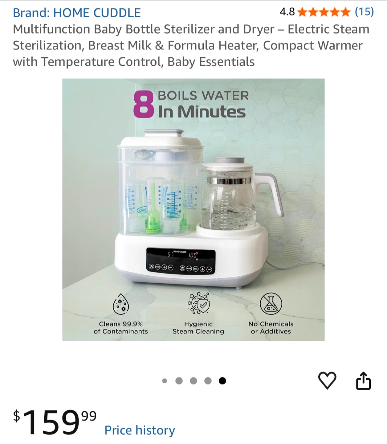 HOME CUDDLE Baby Bottle Sterilizer and Warmer