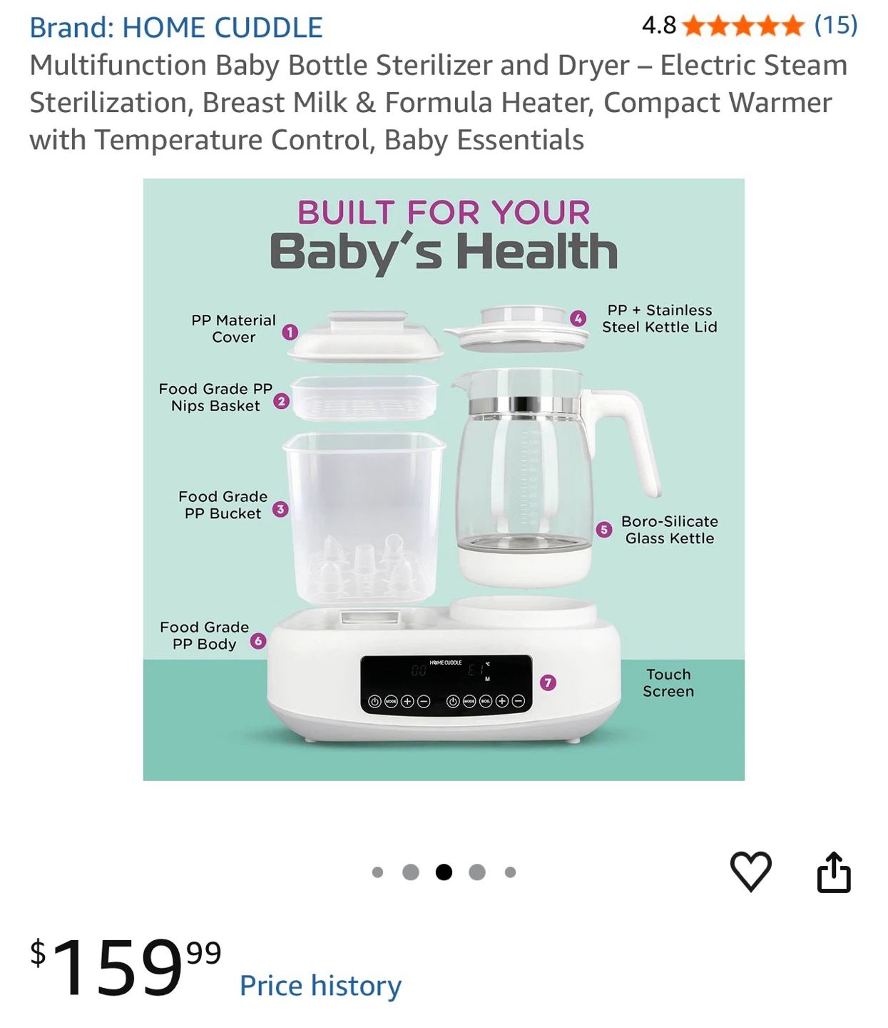 HOME CUDDLE Baby Bottle Sterilizer and Warmer - photo 3