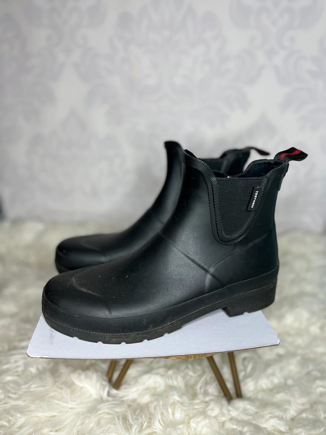 Tretorn Black Rubber Chelsea Rain Boots
