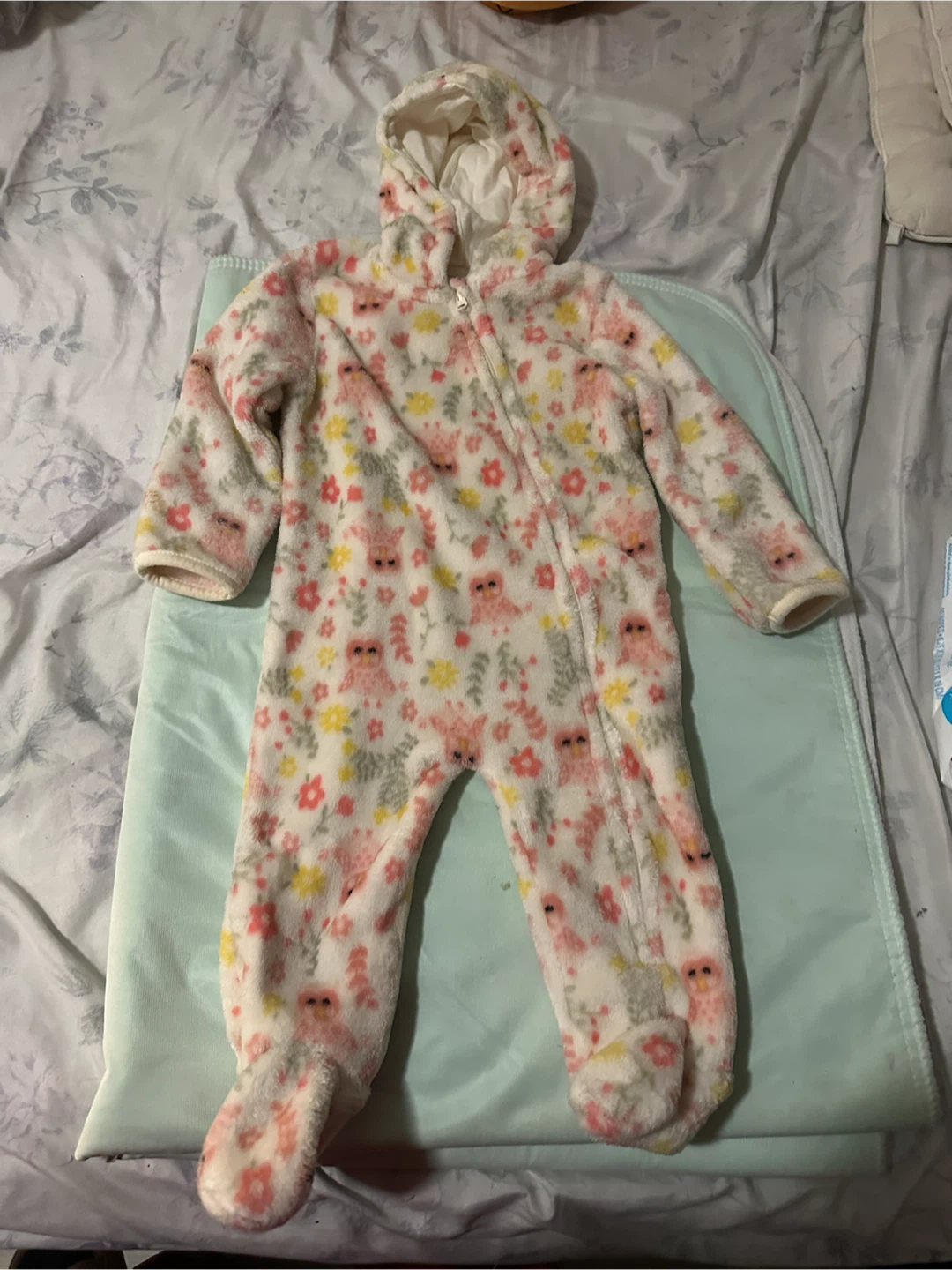 Baby Fleece Owl Print Jumpsuit
