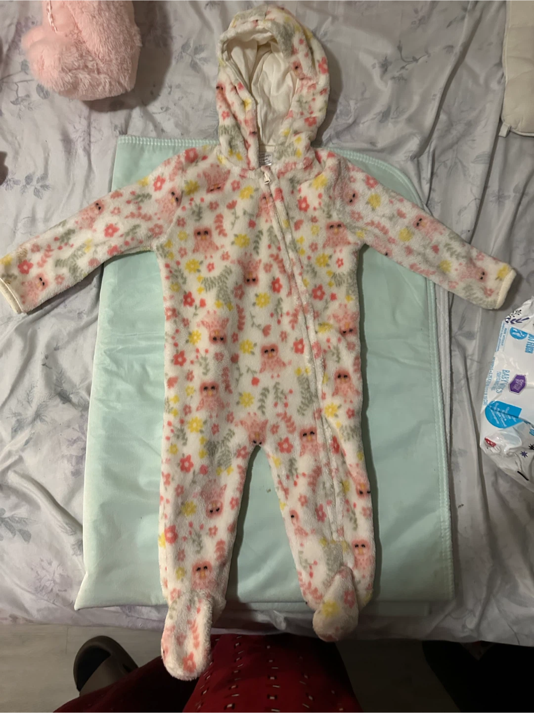 Baby Fleece Owl Print Jumpsuit - photo 2