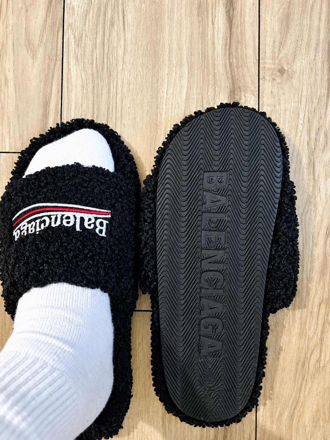 Balenciaga Fur Slides Black