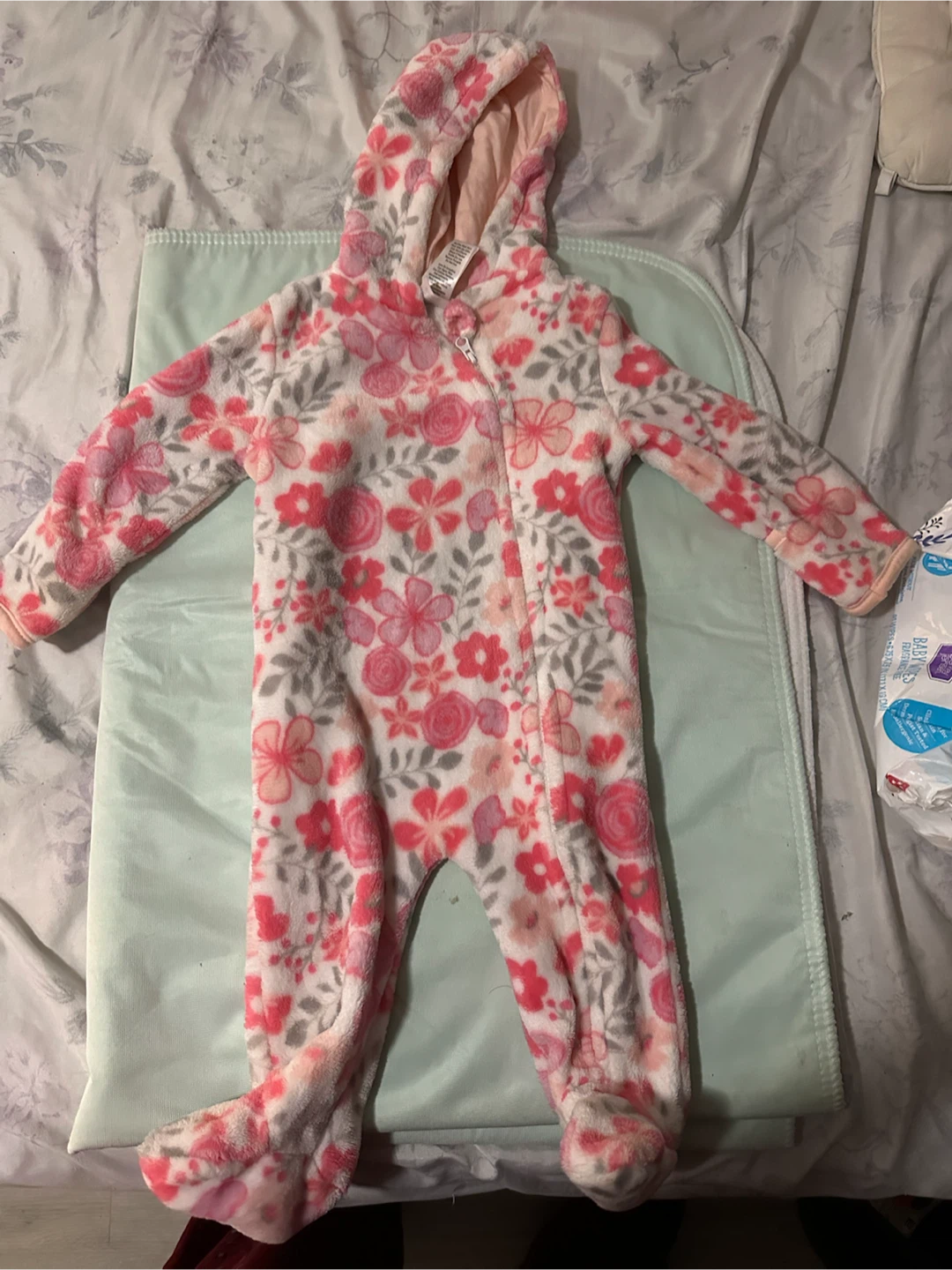 Baby Girl Floral Fleece Footie jumpsuit
