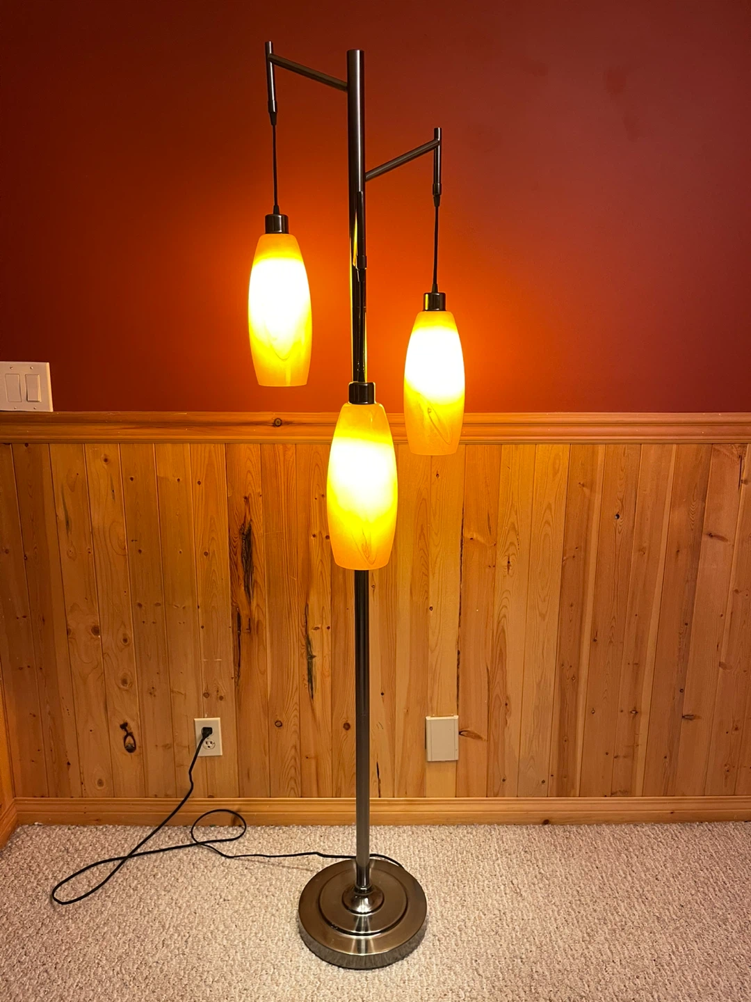 A beautiful 3-shade stained glass floor lamp