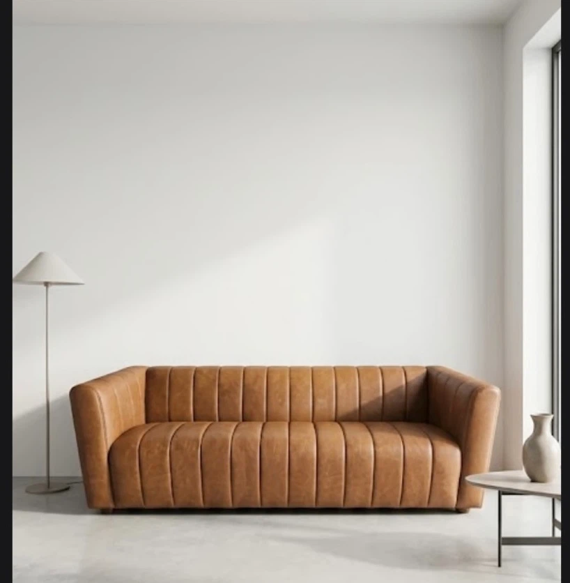 New in box sofa and loveseat set brown faux leather