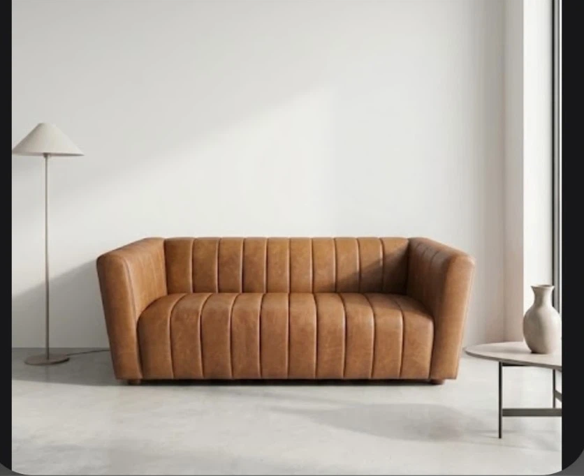 New in box sofa and loveseat set brown faux leather - photo 2