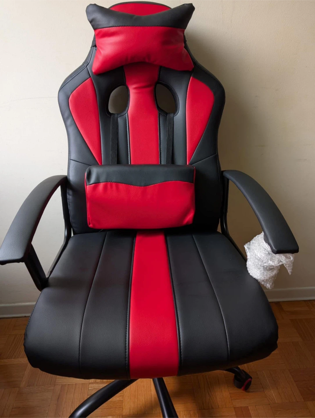 Red and black gaming chair and L-shaped desk set - photo 3