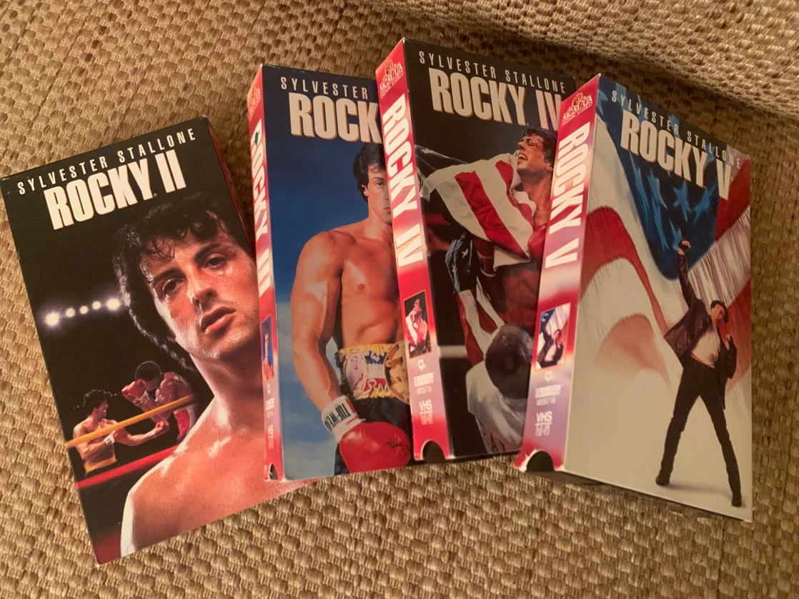 Set of 4 Rocky VHS Tapes