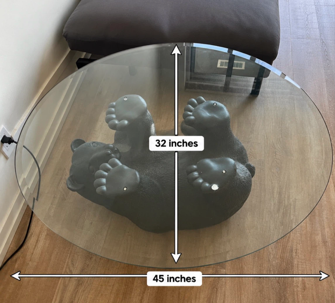 Glass Top Coffee Table with Bear Base - photo 4
