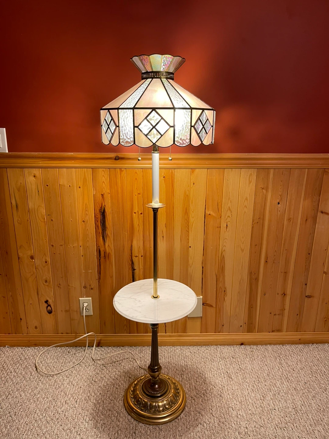 A beautiful vintage Tiffany Style stained glass floor lamp