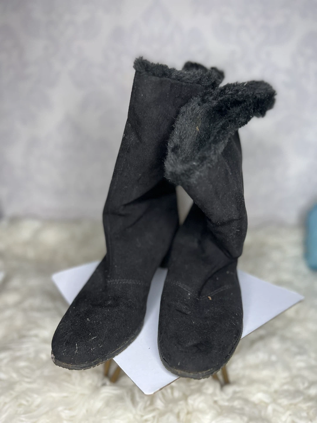 Black Faux Suede Winter Boots - photo 2