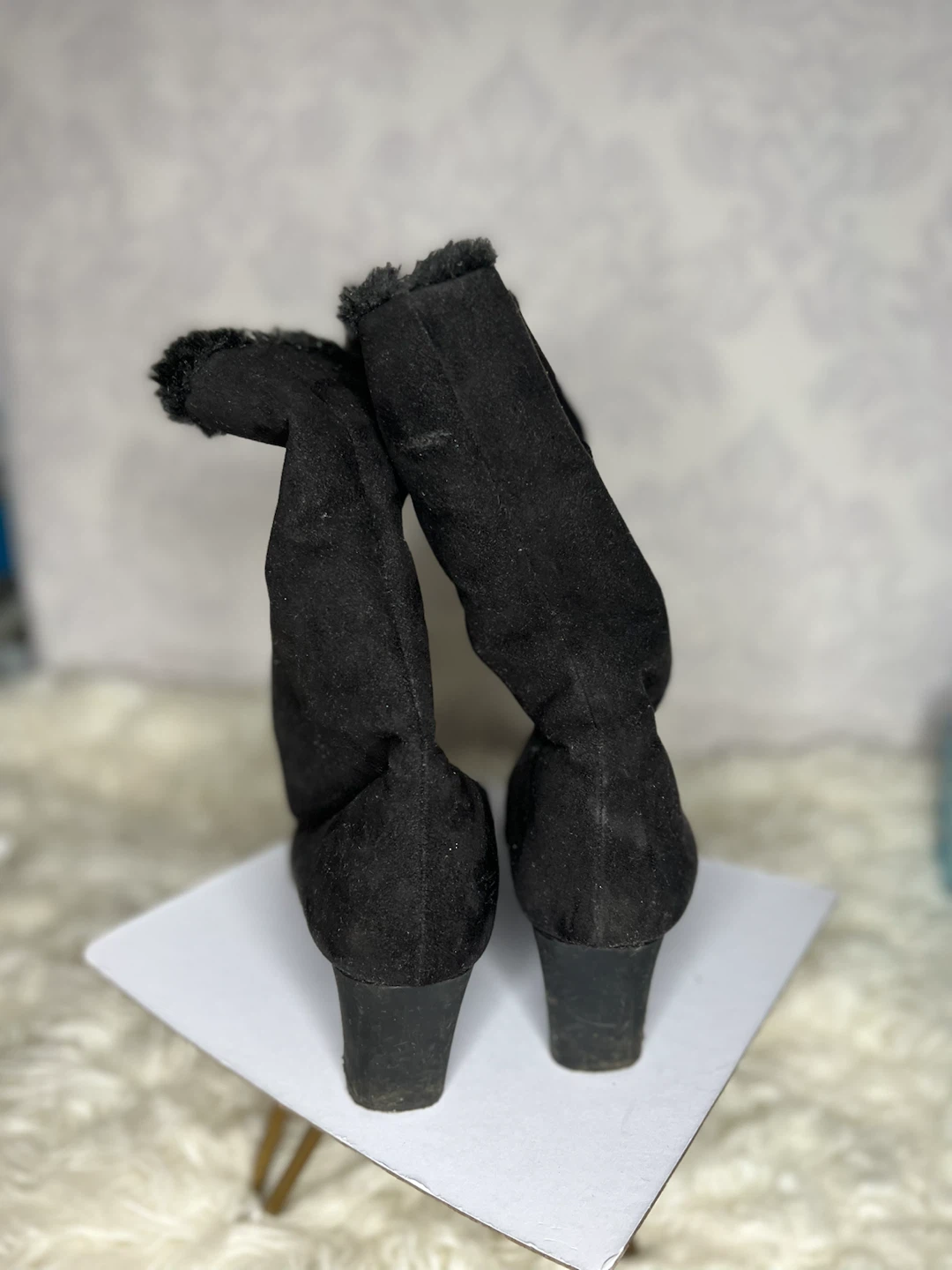 Black Faux Suede Winter Boots - photo 4