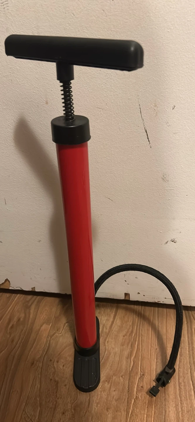 Red manual bicycle floor pump - photo 2