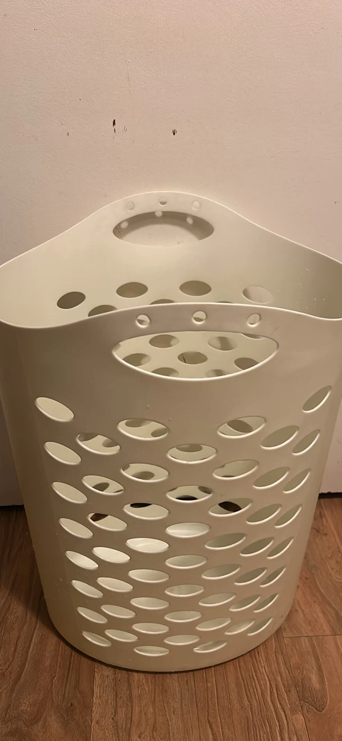 Large White plastic laundry basket