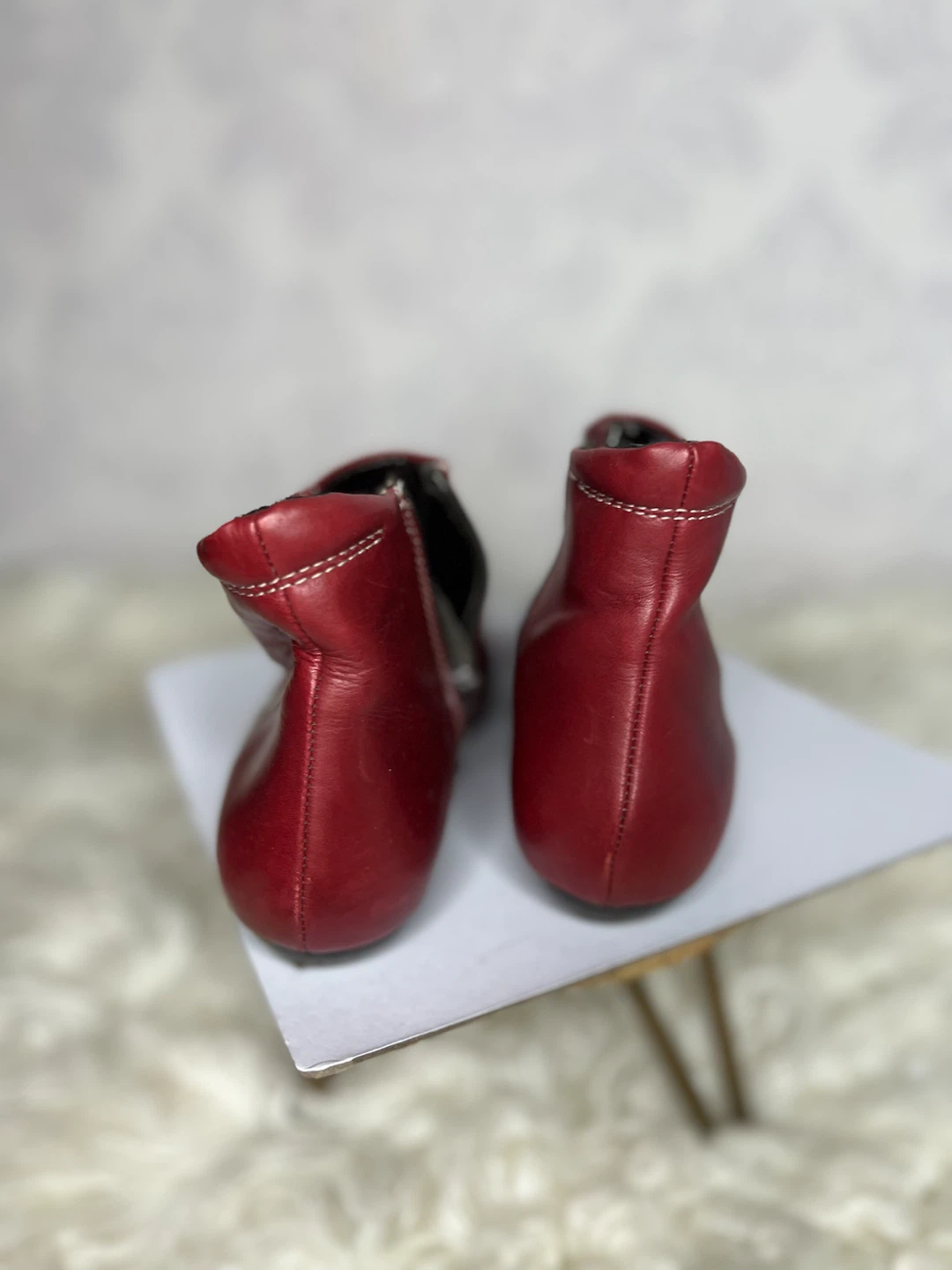 Red leather ankle boots - photo 4