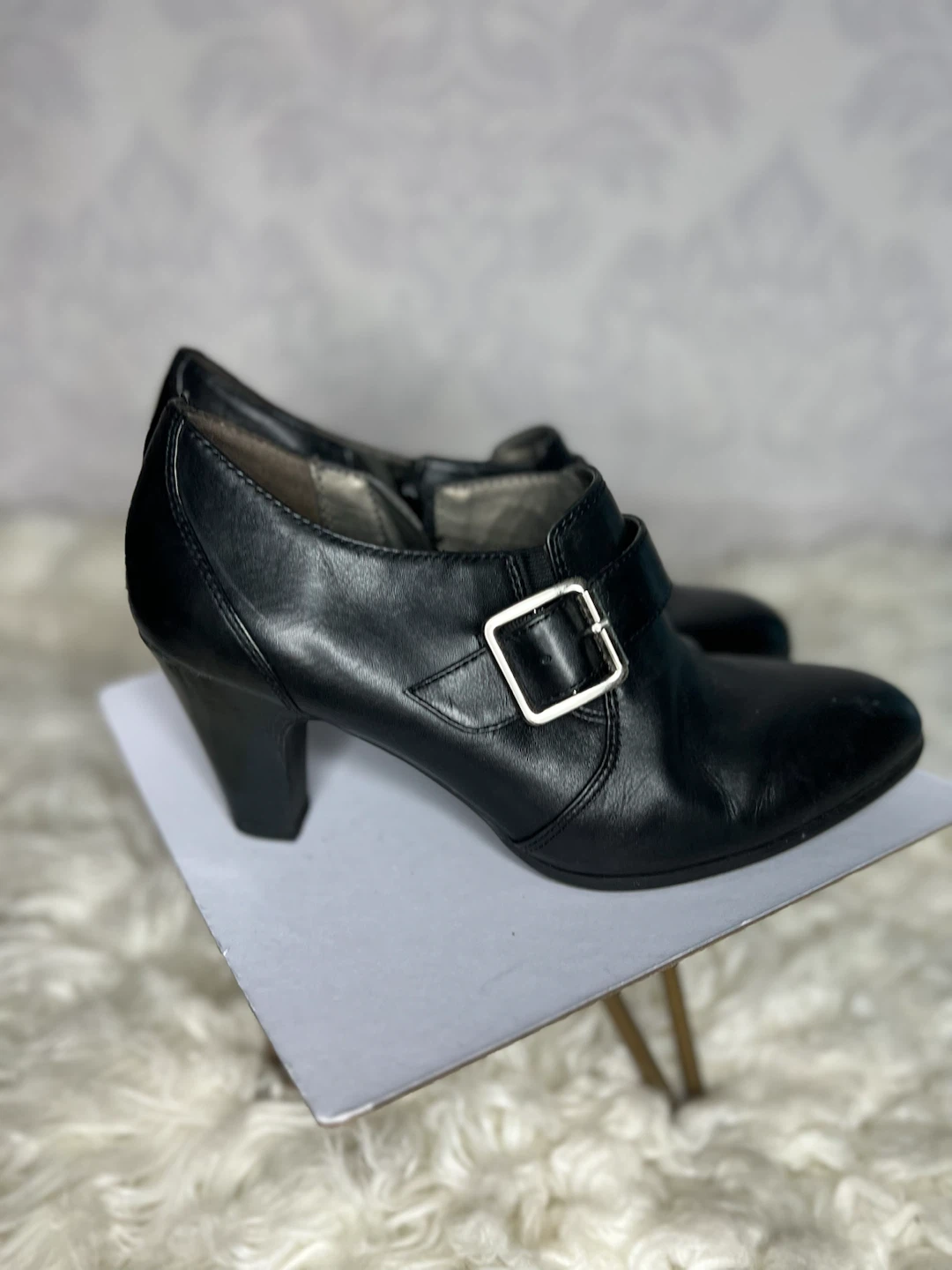 Black Leather Buckle Ankle Boots - photo 2