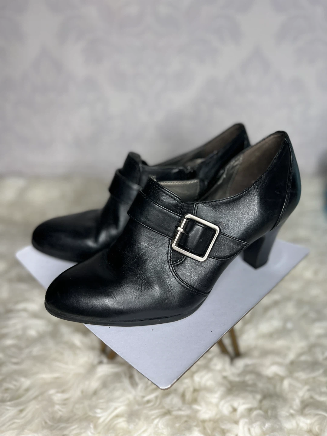 Black Leather Buckle Ankle Boots - photo 4