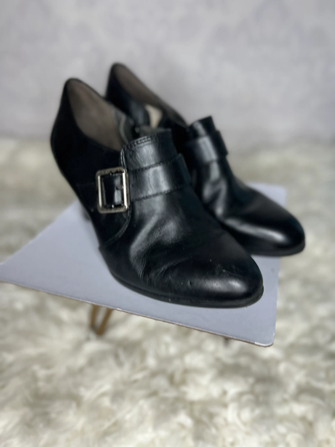 Black Leather Buckle Ankle Boots - photo 5