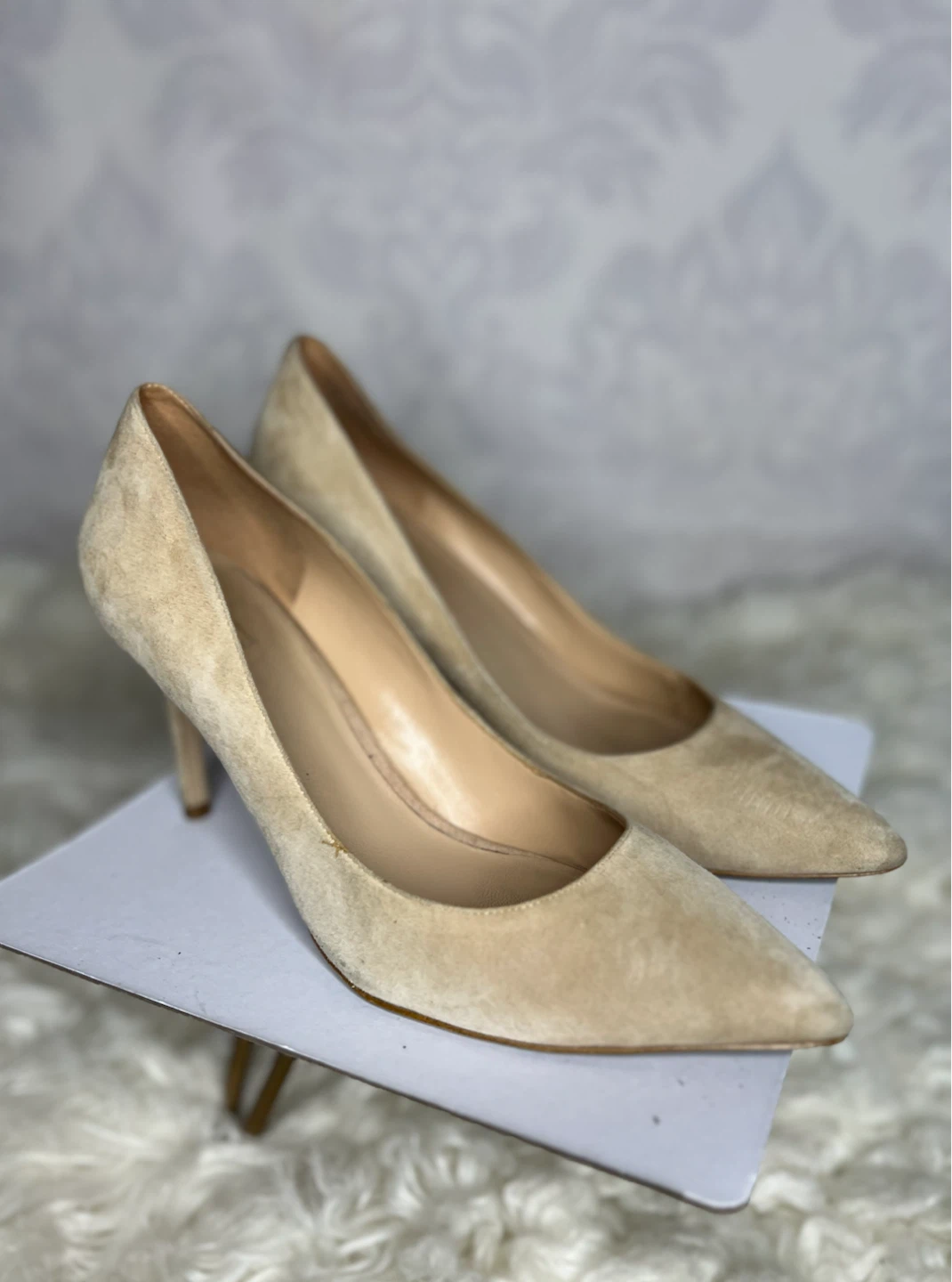 Tan Suede Stiletto Pumps