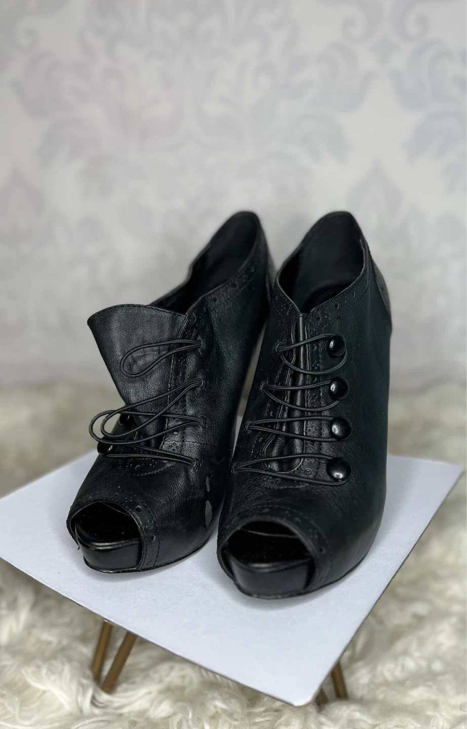 Aldo Black peep-toe stiletto ankle booties - photo 2
