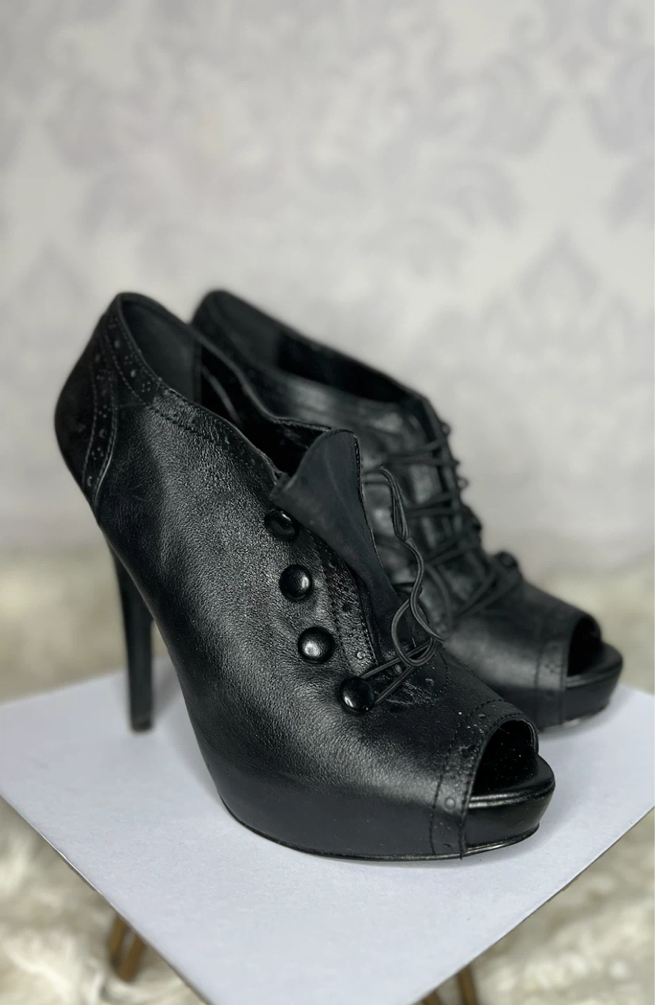 Aldo Black peep-toe stiletto ankle booties - photo 4