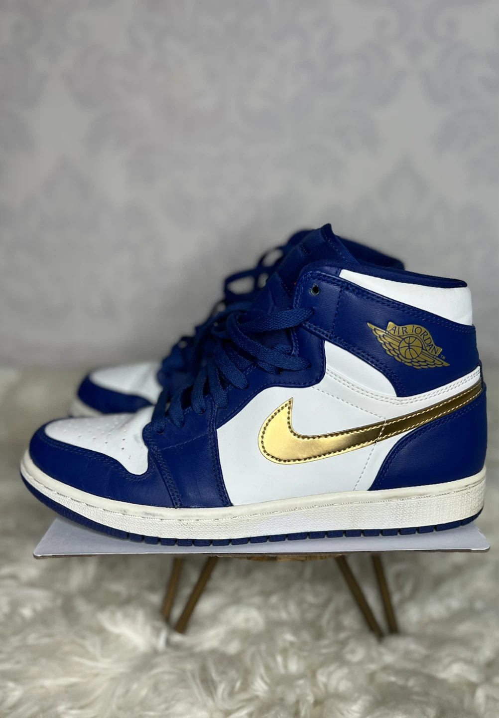 Nike Air Jordan 1 High Blue White Gold - photo 2