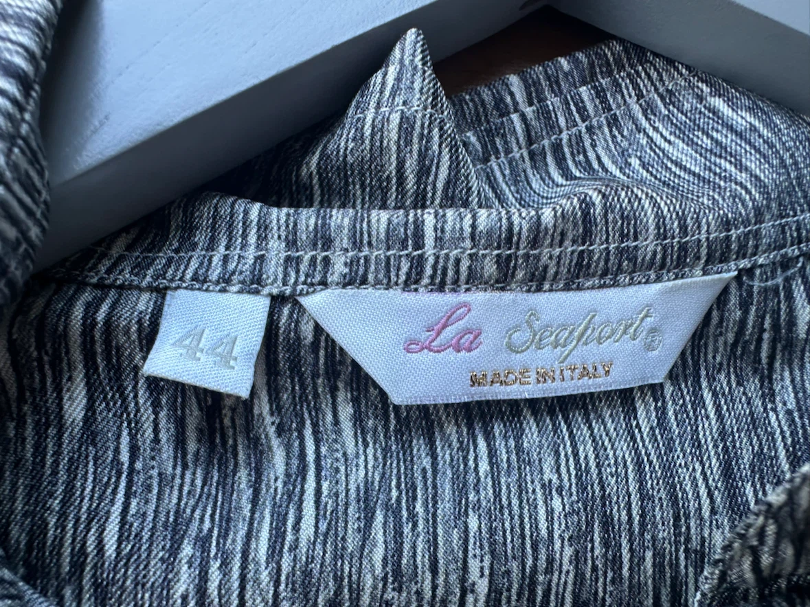 La Seaport 100% Silk Blouse Grey Patterned - photo 3