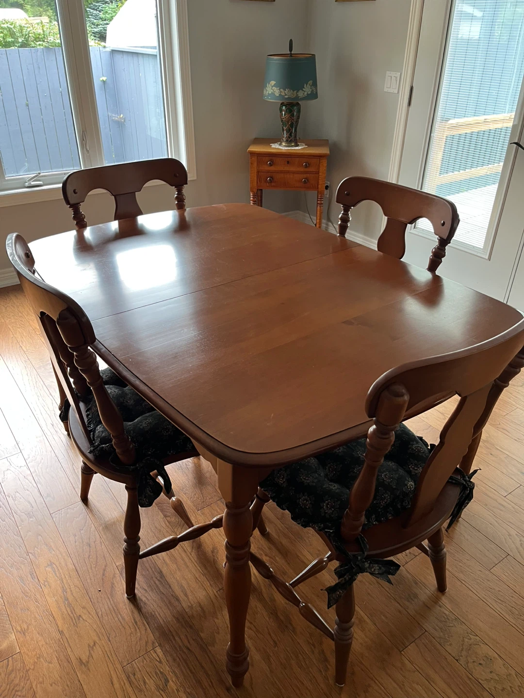 Solid Wood Dining Table and Hutch Set
