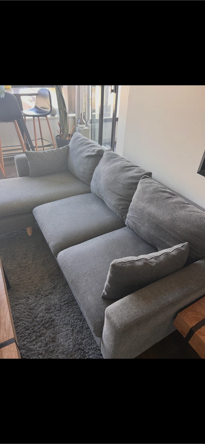 Grey Sectional Sofa with Chaise - photo 2
