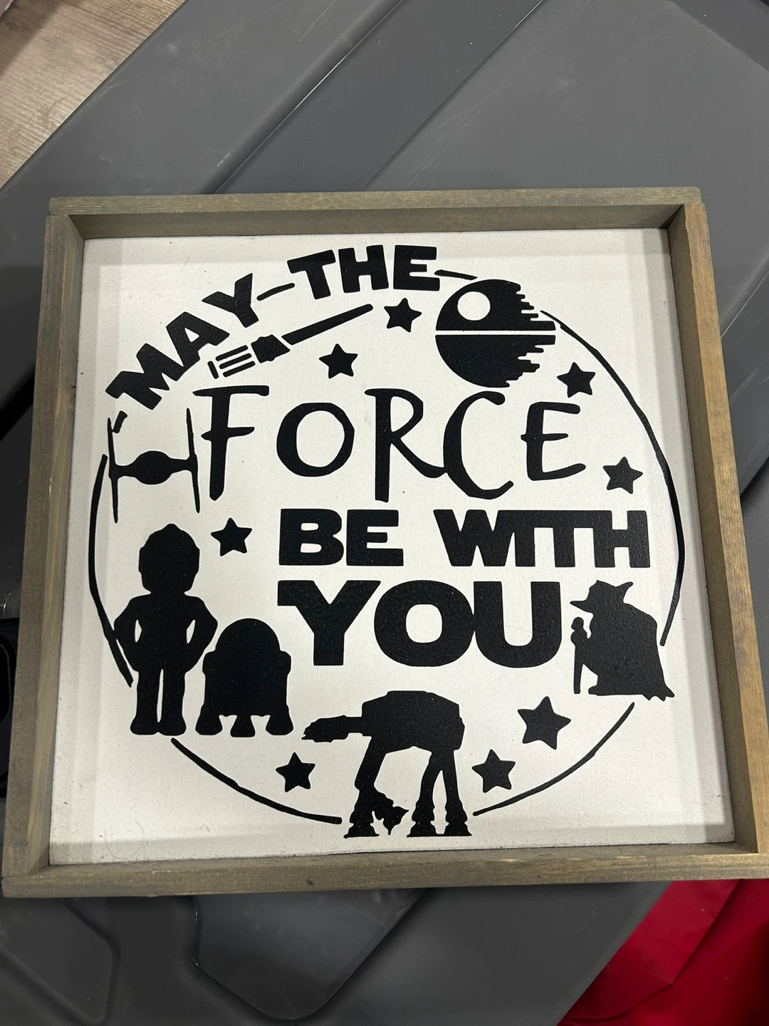Star Wars Grogu and May The Force Be With You signs