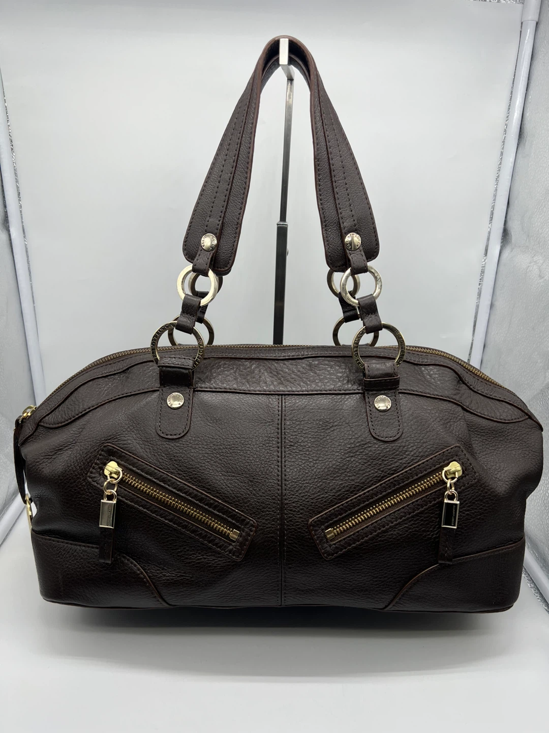 Elliott Lucca Brown Leather Gold Shoulder Bag