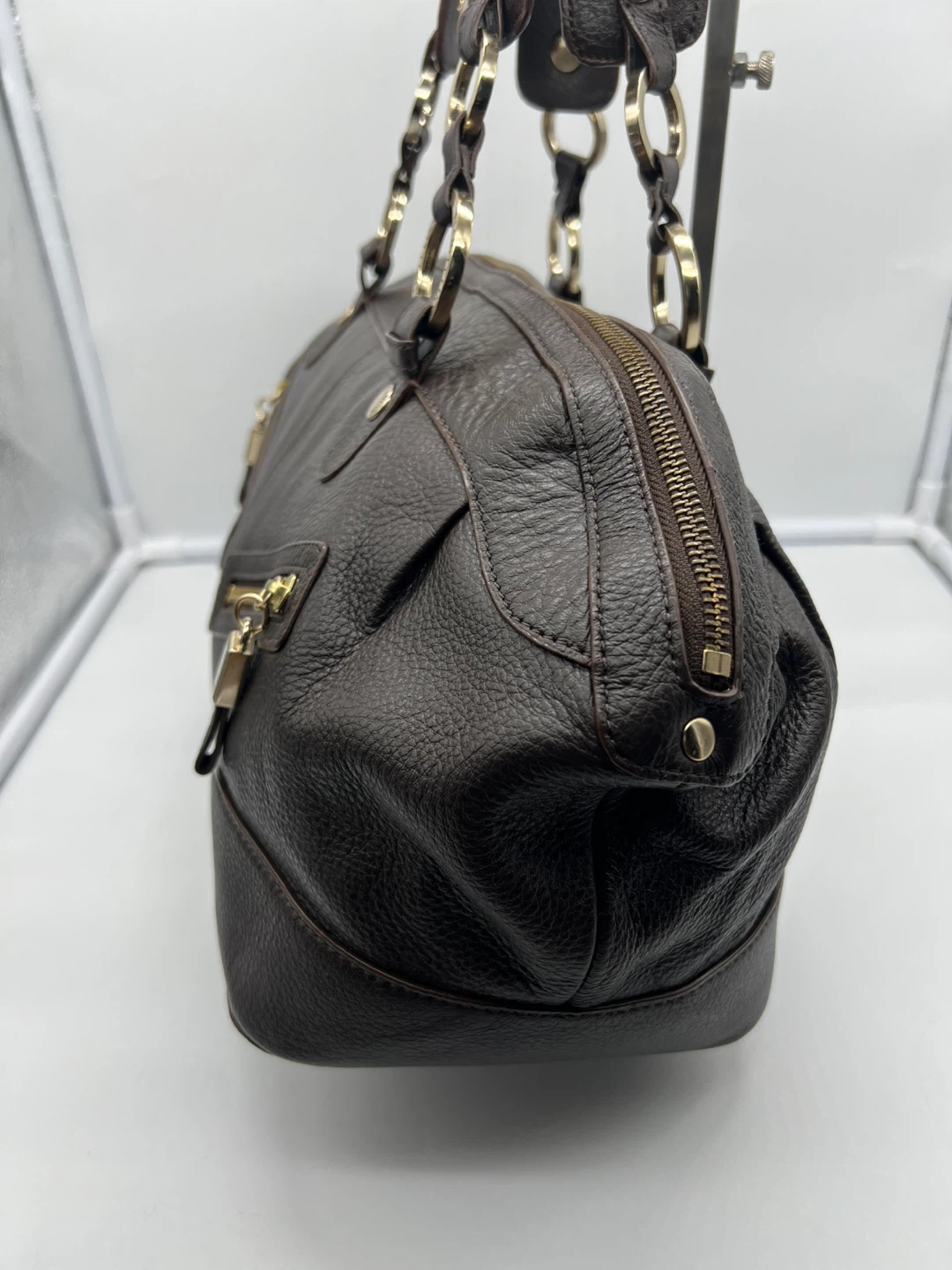 Elliott Lucca Brown Leather Gold Shoulder Bag - photo 4