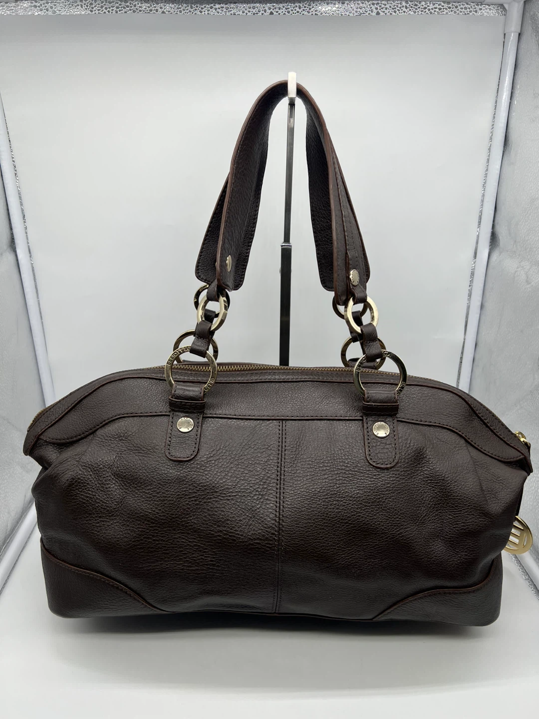 Elliott Lucca Brown Leather Gold Shoulder Bag - photo 5