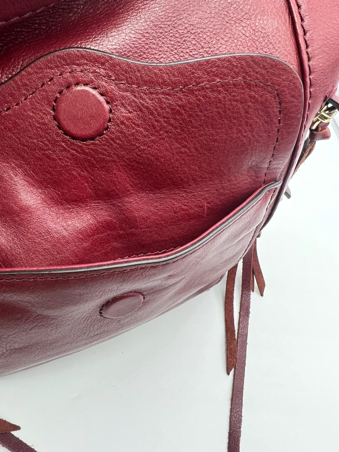 REBECCA MINKOFF Dexter Burgundy Red Leather Crossbody Bucket Bag - photo 3