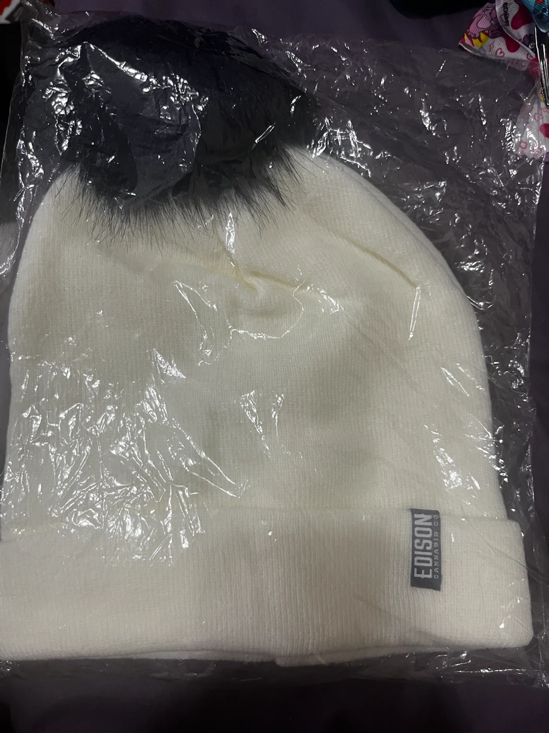 Edison Cannabis Co. White Pom Pom Toque