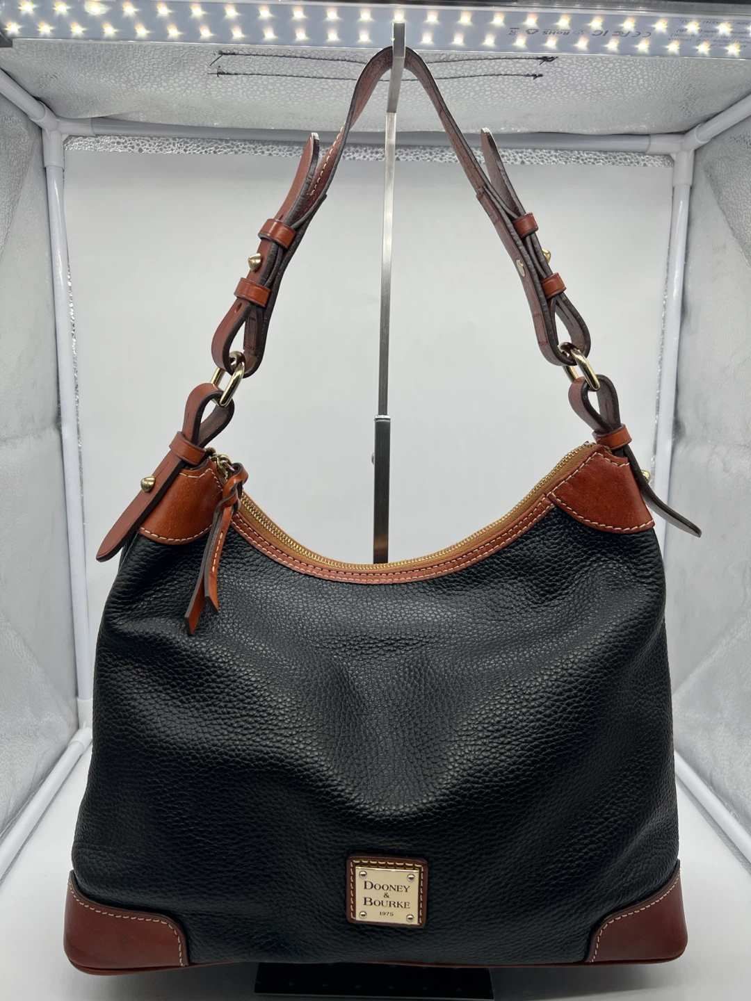 DOONEY & BOURKE Pebble Grain Hobo Black Leather Shoulder Bag