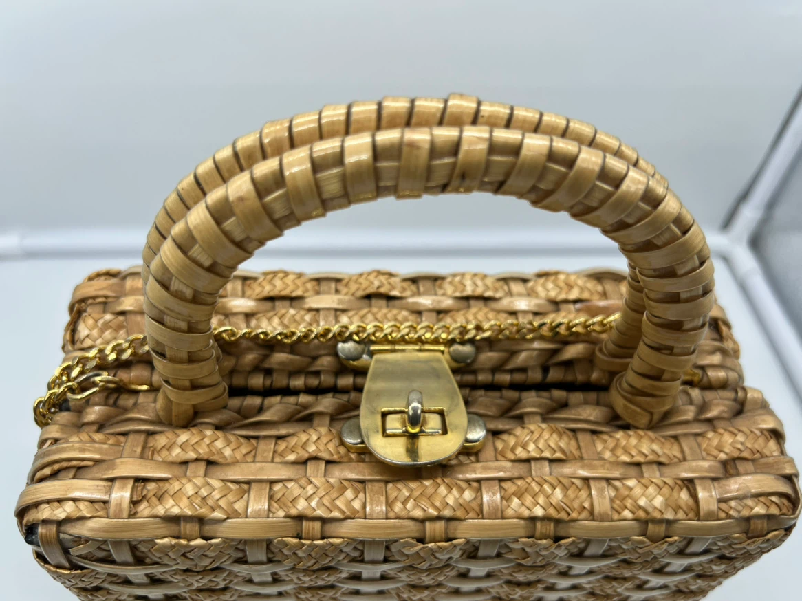 Vintage Straw Wicker Woven Basket Crossbody Bag - photo 4