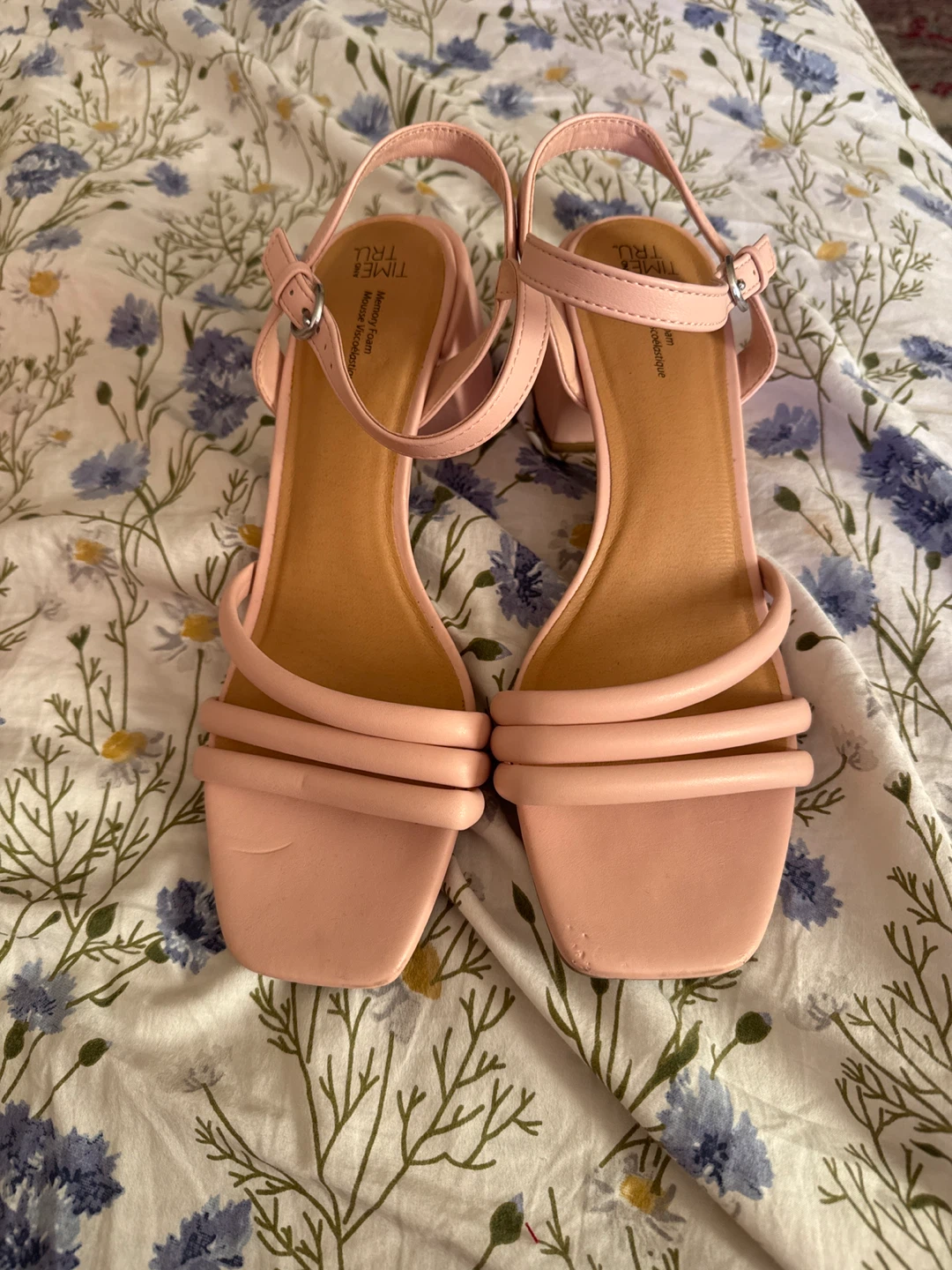 Time and Tru Pink Block Heel Sandals