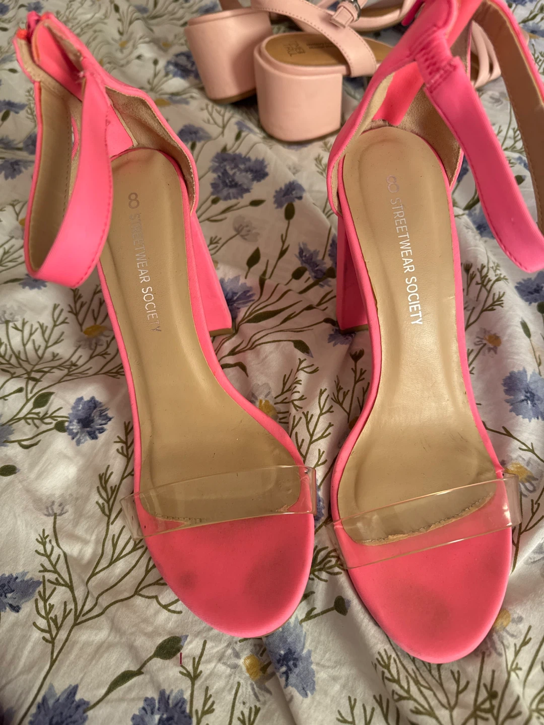 Streetwear Society Neon Pink Heeled Sandals