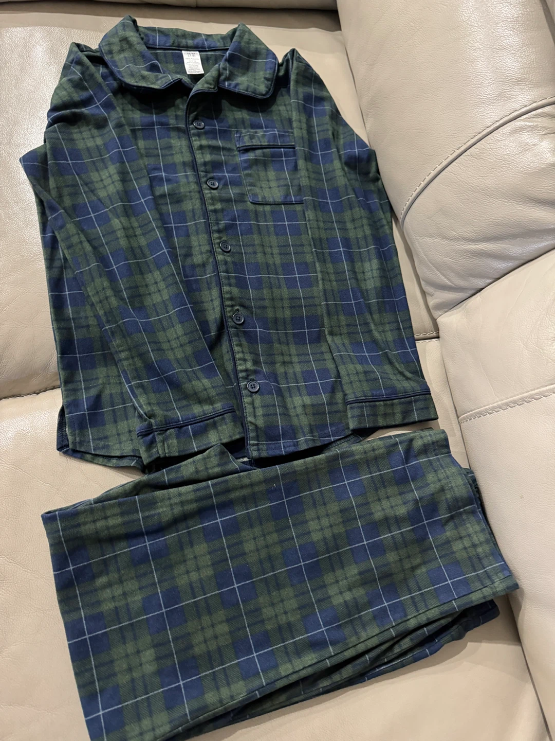 Green and Navy Plaid Pajama Set