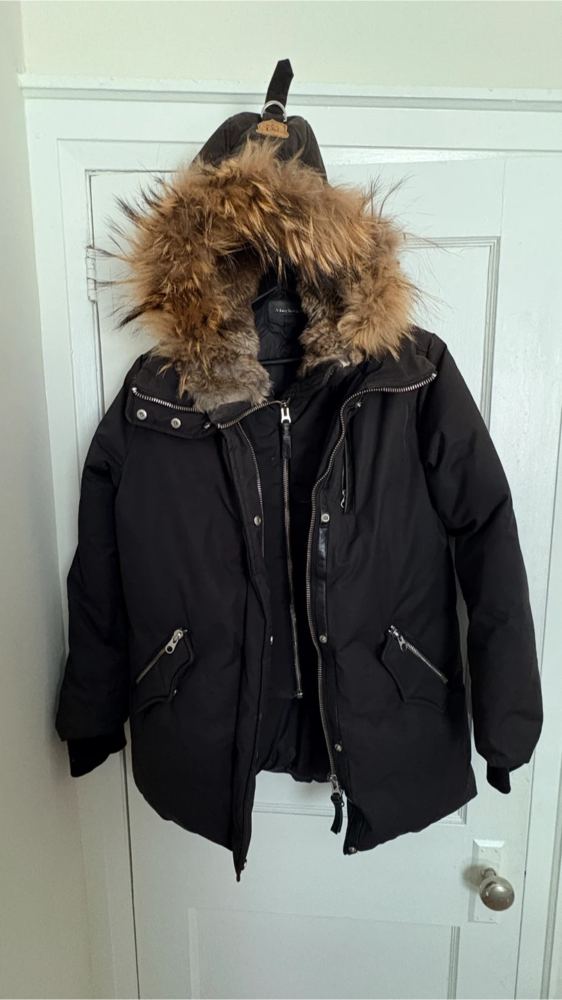 Mackage Black Down Parka with Fur Hood