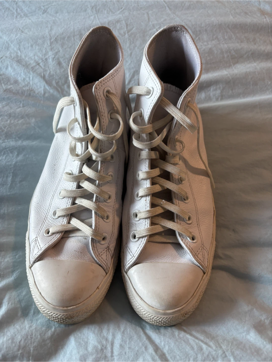 SZ 9 Converse All Star Leather High Top Sneakers White - photo 2