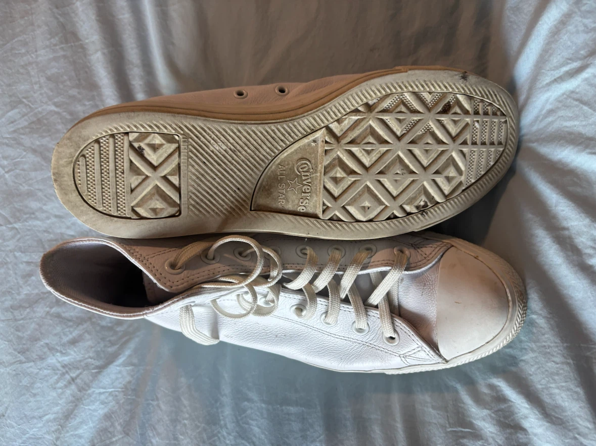 SZ 9 Converse All Star Leather High Top Sneakers White - photo 3
