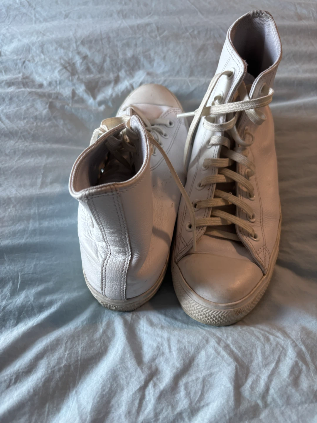 SZ 9 Converse All Star Leather High Top Sneakers White - photo 4