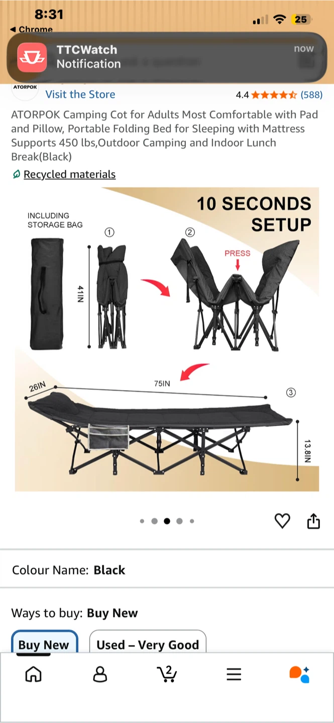 ATORPOK Portable Camping Cot - photo 2