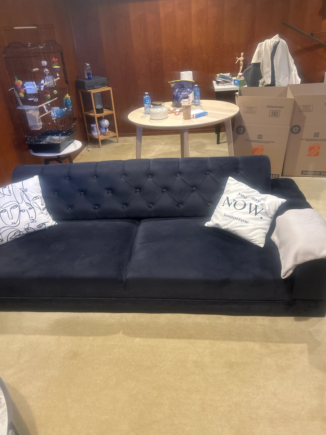 Dark Blue Velvet Sofa Bed - photo 2