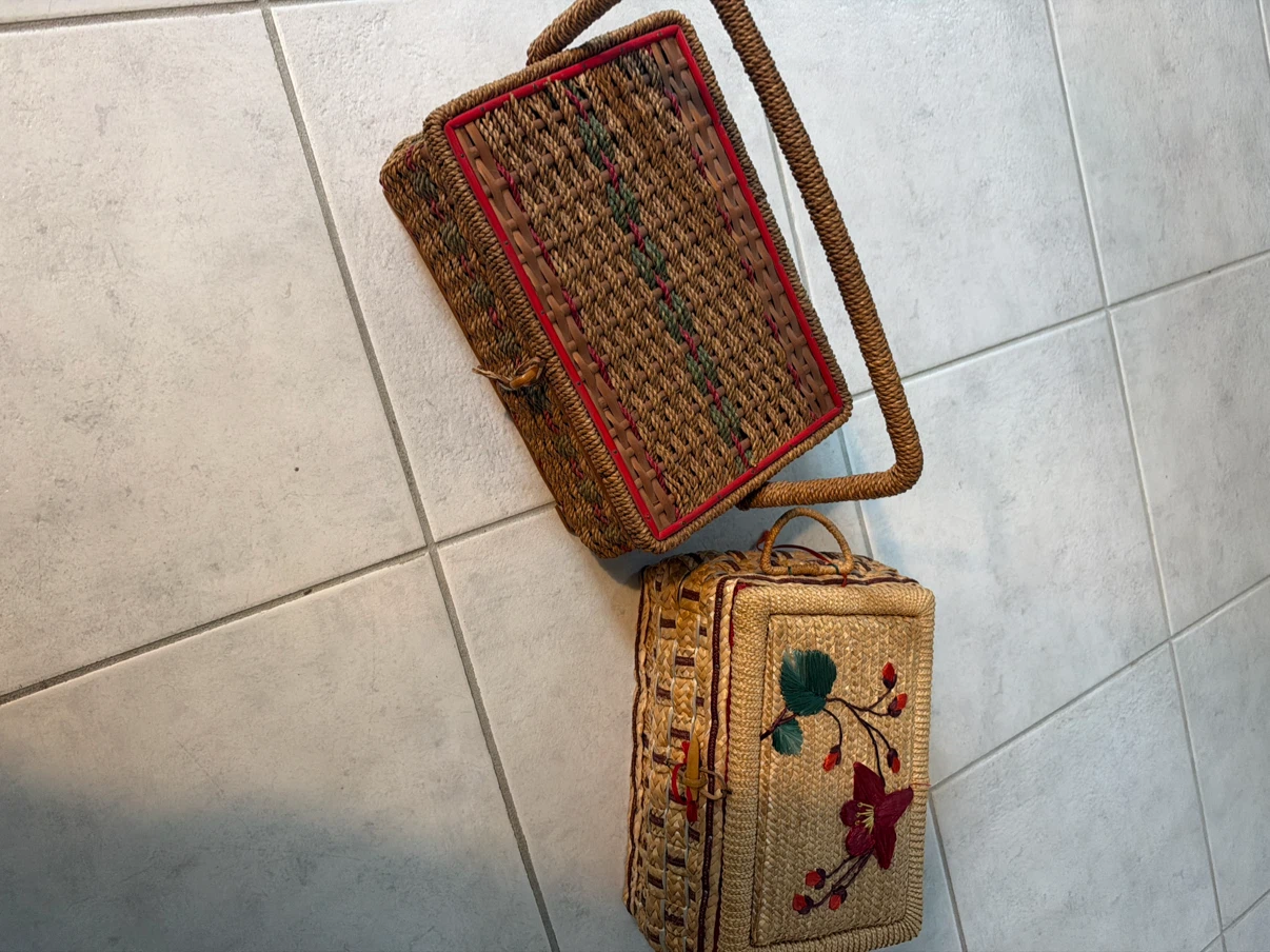 Set of 2 Vintage Wicker Sewing Baskets