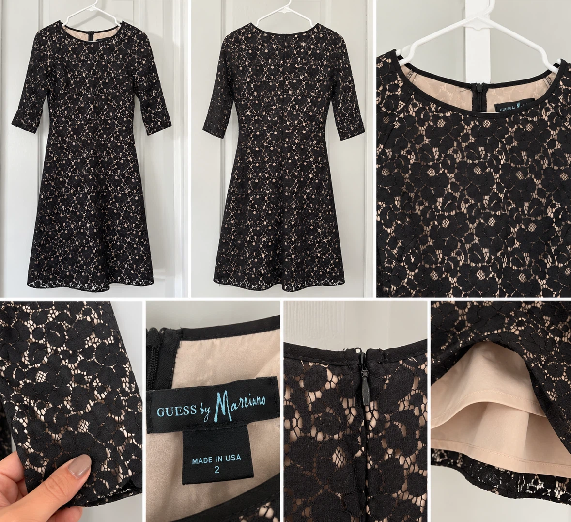 Guess / Marciano black lace dress size 2 - photo 3