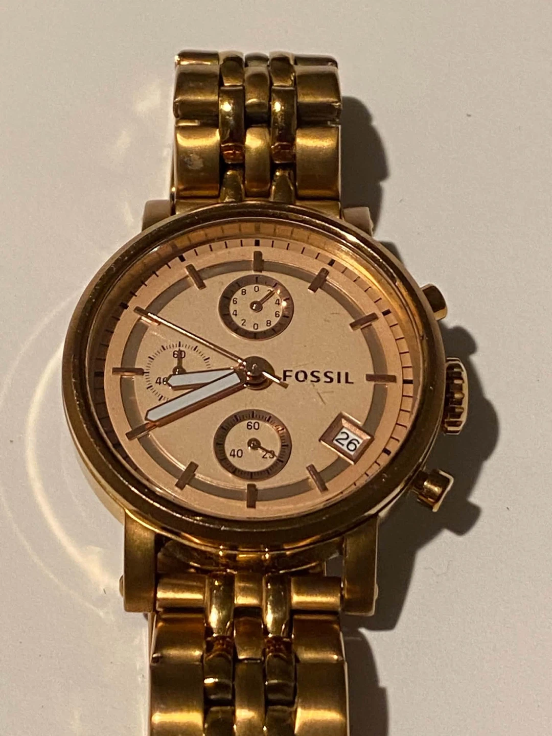 Fossil gold-tone chronograph watch